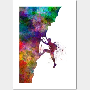 Climbing climber in watercolor Posters and Art